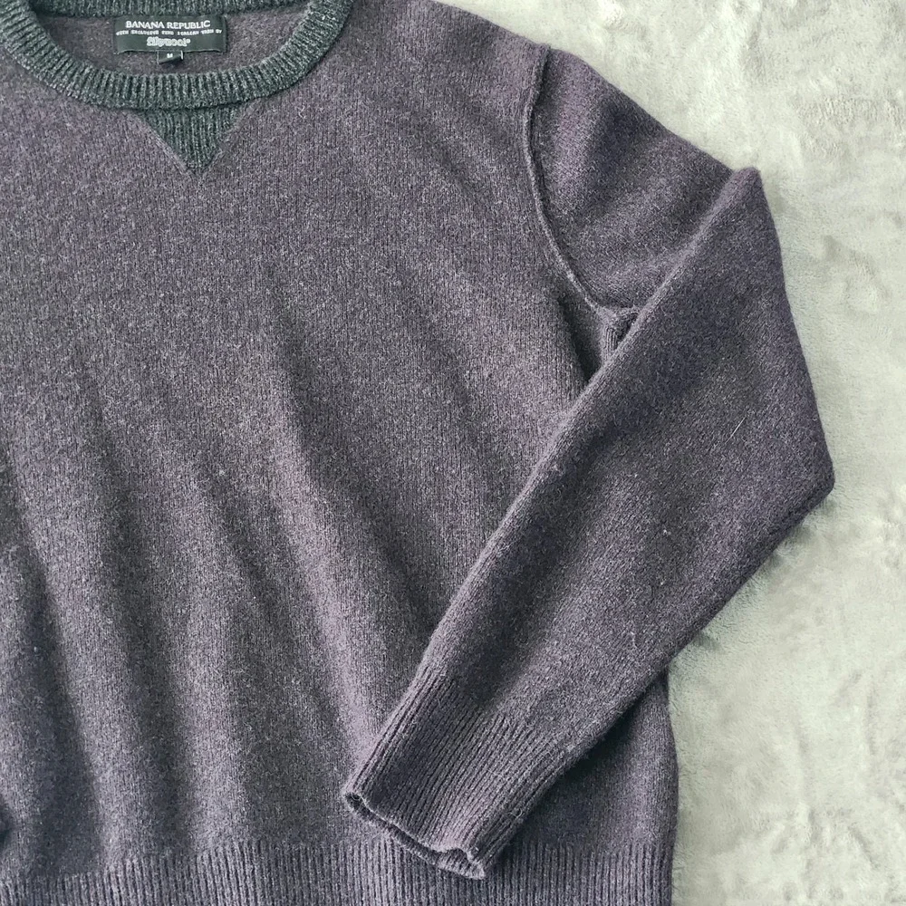 Banana Republic Men's Crewneck Italian Yarn by Filpucci‎ Purple Gray Size Medium